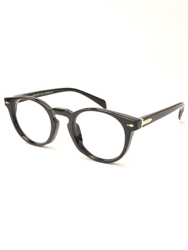 black plastic round eyewear